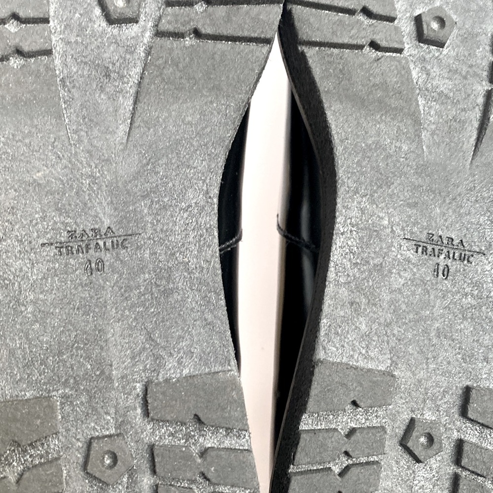 Zara Trafaluc black lug sole pointy flats, size 40 (size 9) - Picture 4 of 5